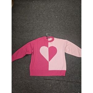 Women's Cable And Gauge 2 Tone Pink Heart Sweater Sz 2X